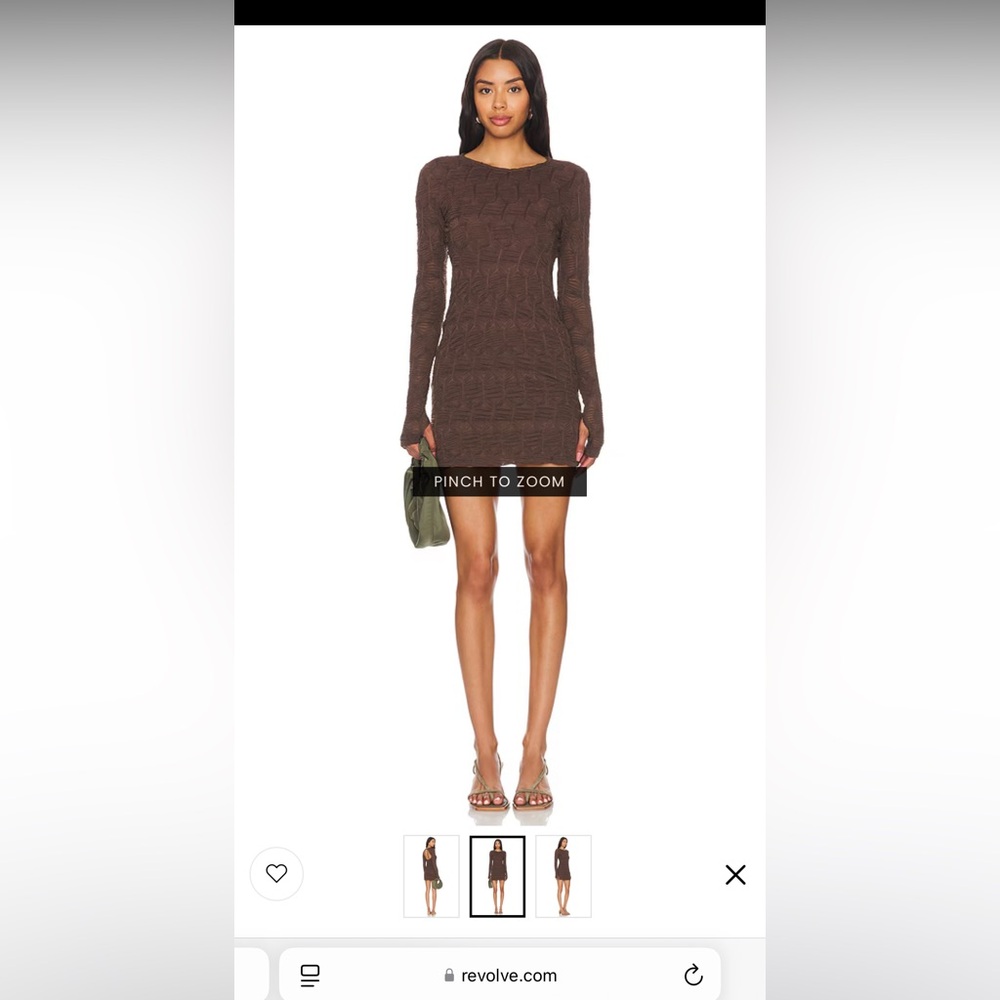 Free people Brown Textured Long Sleeve Dress